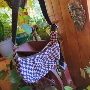 Baggu trippy checker mini crescent bag nwot